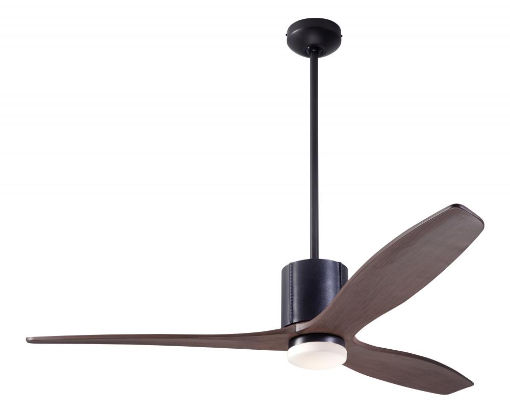 LeatherLuxe DC Fan; Dark Bronze Finish with Black Leather; 54&#34; Mahogany Blades; 17W LED; Wall Co