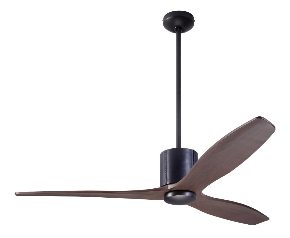 LeatherLuxe DC Fan; Dark Bronze Finish with Black Leather; 54&#34; Mahogany Blades; No Light; Wall C