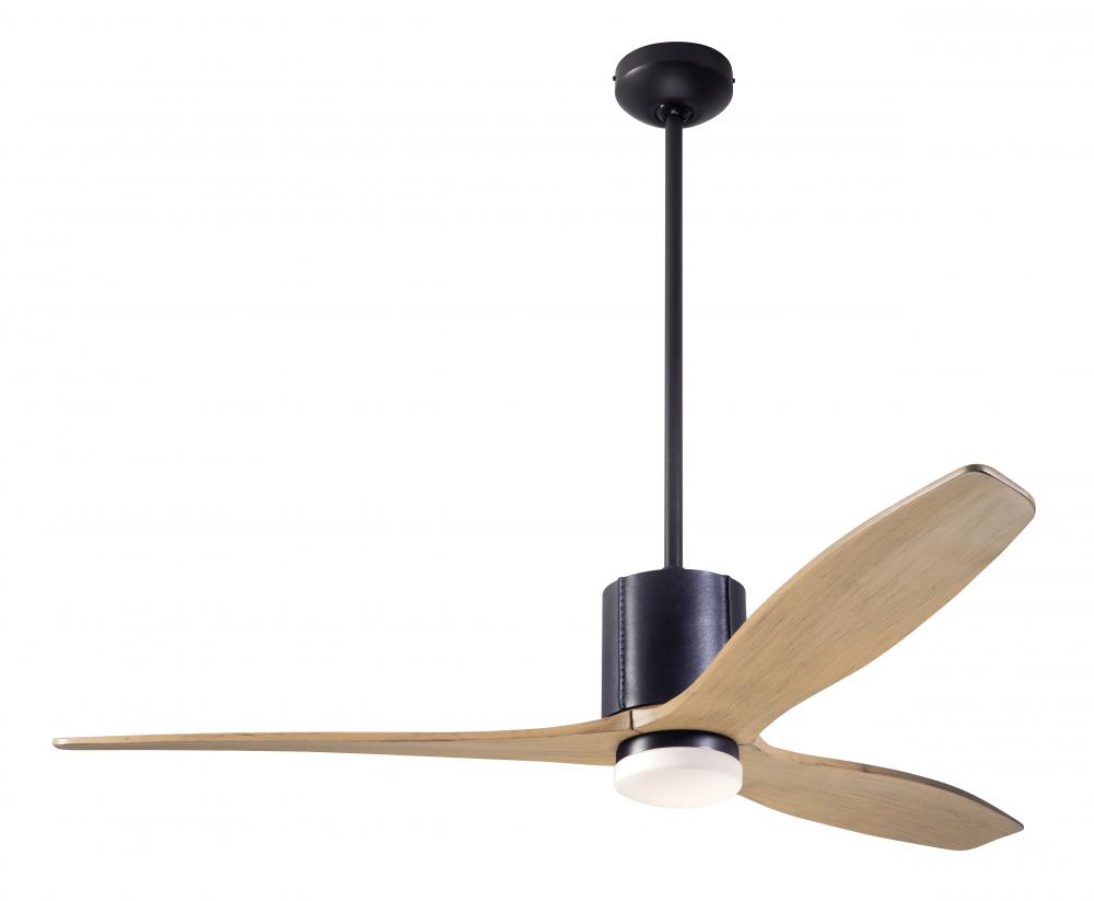 LeatherLuxe DC Fan; Dark Bronze Finish with Black Leather; 54&#34; Maple Blades; 17W LED; Remote Con