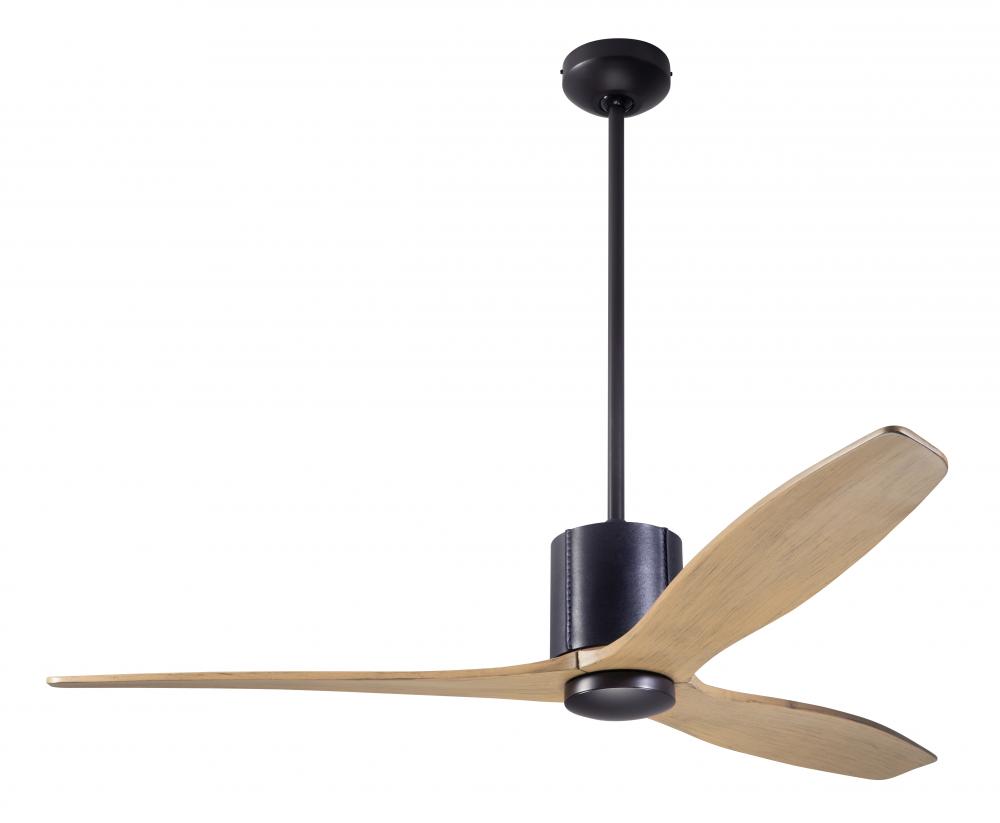 LeatherLuxe DC Fan; Dark Bronze Finish with Black Leather; 54&#34; Maple Blades; No Light; Wall Cont