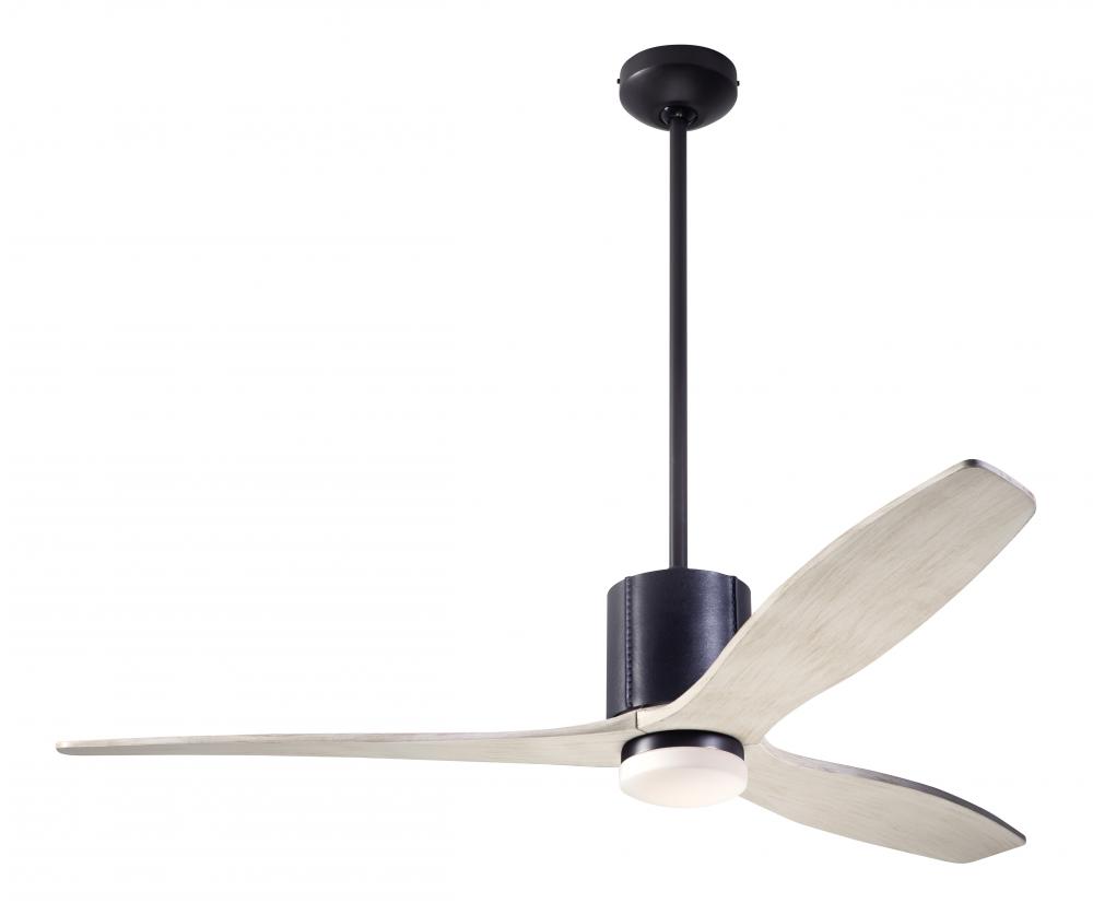 LeatherLuxe DC Fan; Dark Bronze Finish with Black Leather; 54&#34; Whitewash Blades; 17W LED; Remote