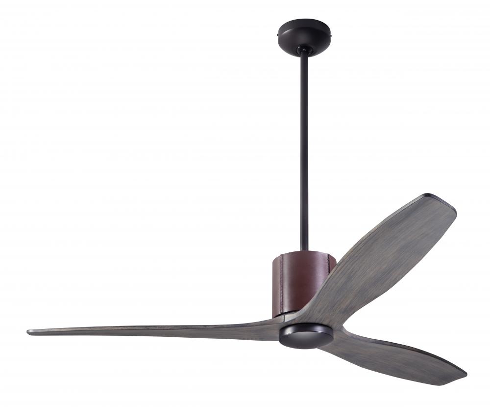 LeatherLuxe DC Fan; Dark Bronze Finish with Chocolate Leather; 54&#34; Graywash Blades; No Light; Wa