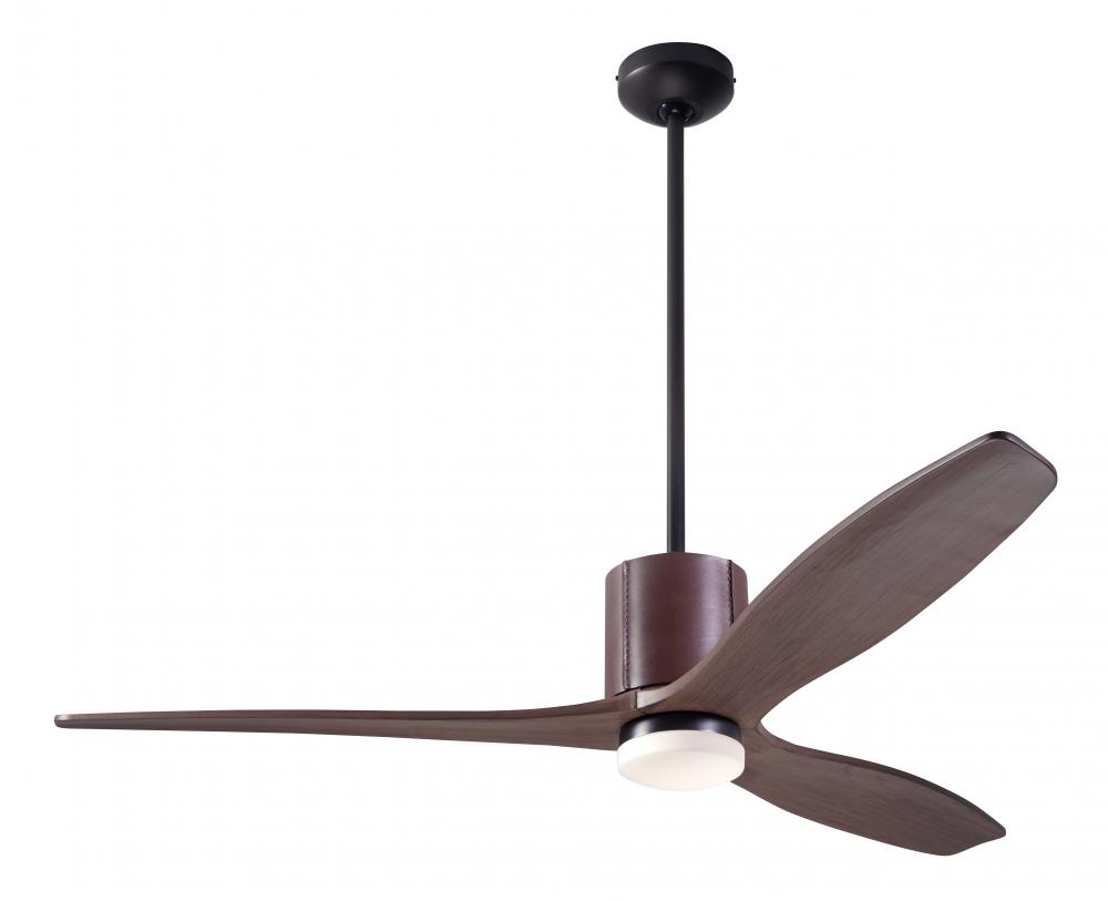 LeatherLuxe DC Fan; Dark Bronze Finish with Chocolate Leather; 54&#34; Mahogany Blades; 17W LED; Rem