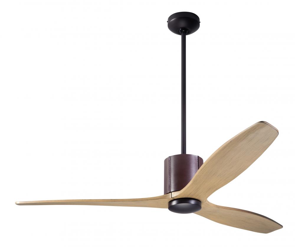 LeatherLuxe DC Fan; Dark Bronze Finish with Chocolate Leather; 54&#34; Maple Blades; No Light; Wall