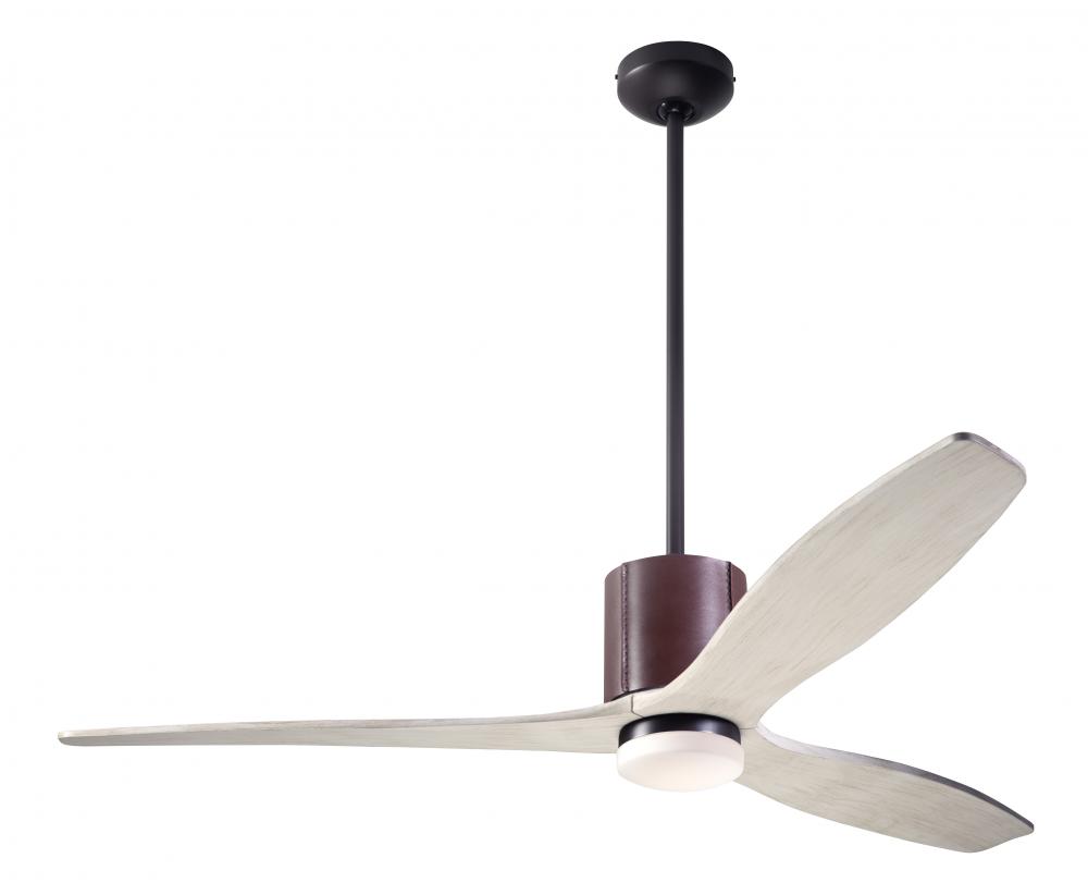 LeatherLuxe DC Fan; Dark Bronze Finish with Chocolate Leather; 54&#34; Whitewash Blades; 17W LED; Re