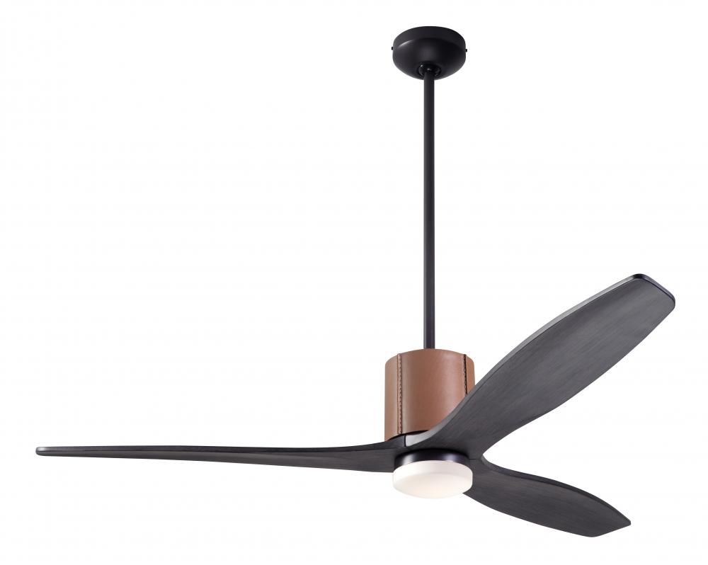 LeatherLuxe DC Fan; Dark Bronze Finish with Tan Leather; 54&#34; Ebony Blades; 17W LED; Remote Contr