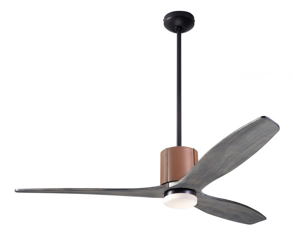 LeatherLuxe DC Fan; Dark Bronze Finish with Tan Leather; 54&#34; Graywash Blades; 17W LED; Remote Co