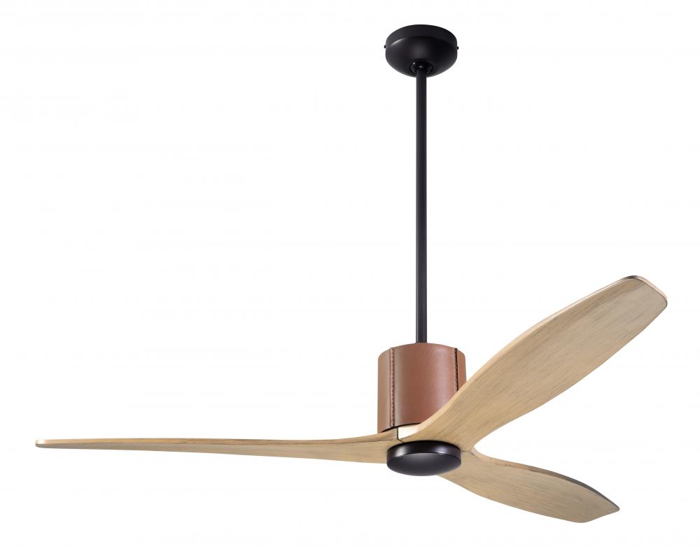 LeatherLuxe DC Fan; Dark Bronze Finish with Tan Leather; 54&#34; Maple Blades; No Light; Wall Contro