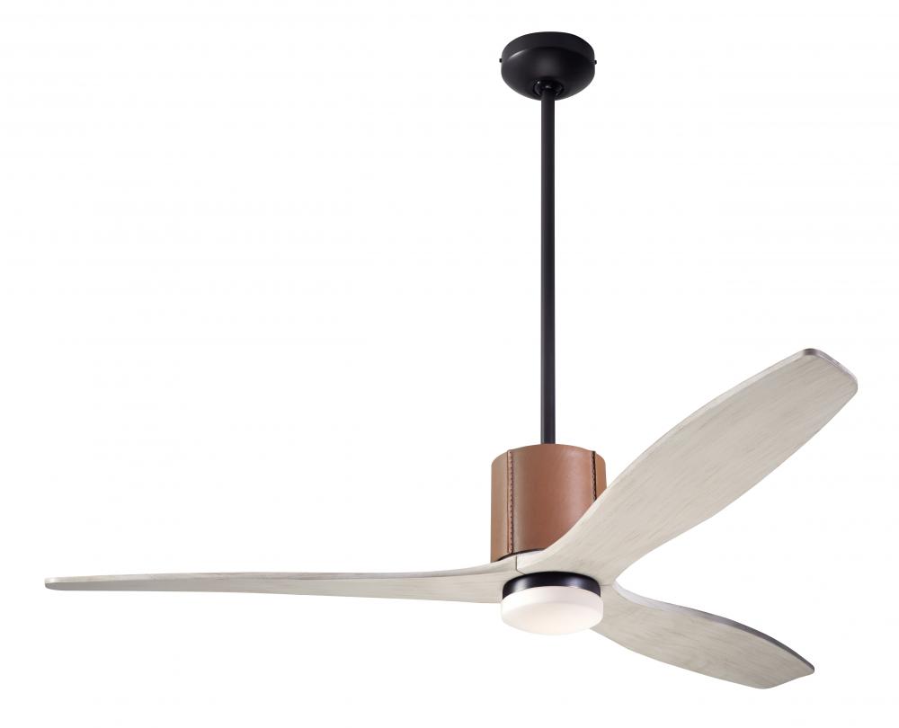 LeatherLuxe DC Fan; Dark Bronze Finish with Tan Leather; 54&#34; Whitewash Blades; 17W LED; Remote C