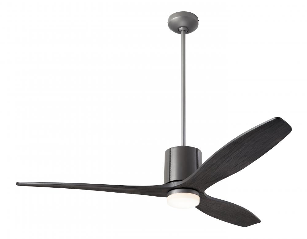 LeatherLuxe DC Fan; Graphite Finish with Gray Leather; 54&#34; Ebony Blades; 17W LED; Remote Control