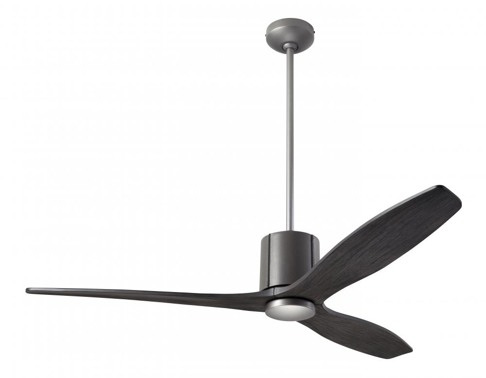 LeatherLuxe DC Fan; Graphite Finish with Gray Leather; 54&#34; Ebony Blades; No Light; Wall Control