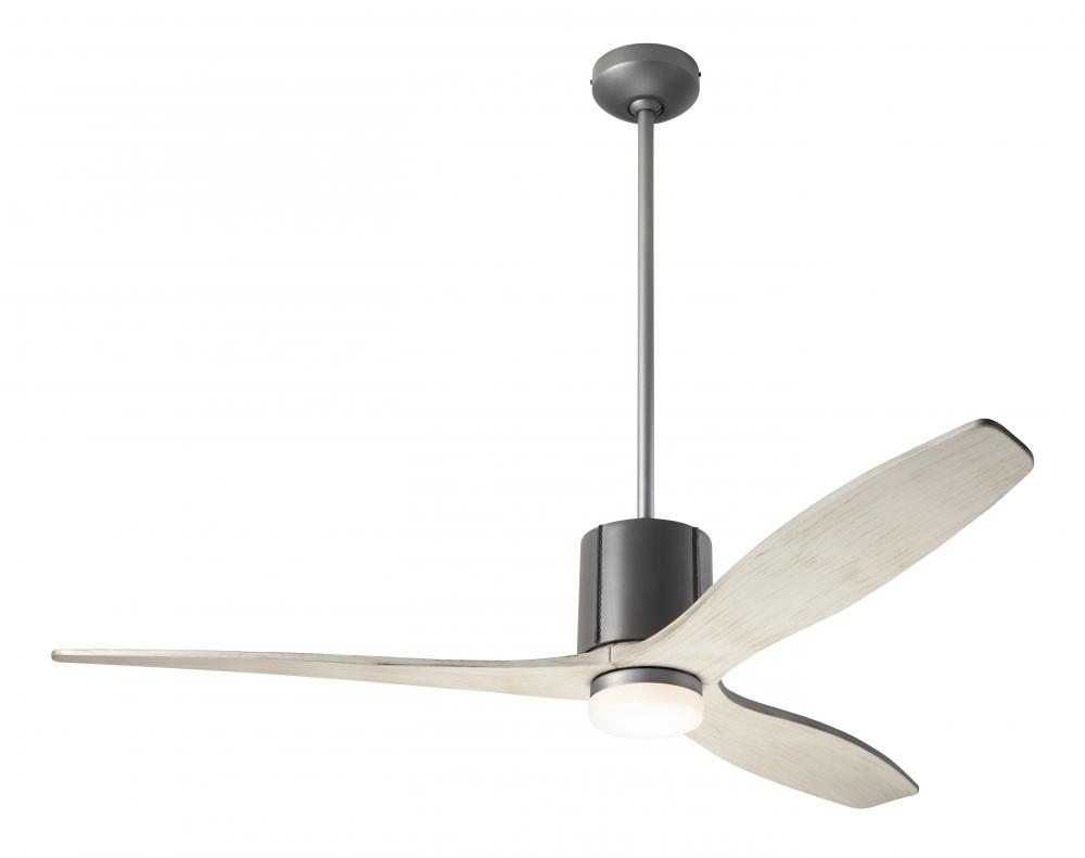 LeatherLuxe DC Fan; Graphite Finish with Gray Leather; 54&#34; Whitewash Blades; 17W LED; Wall Contr