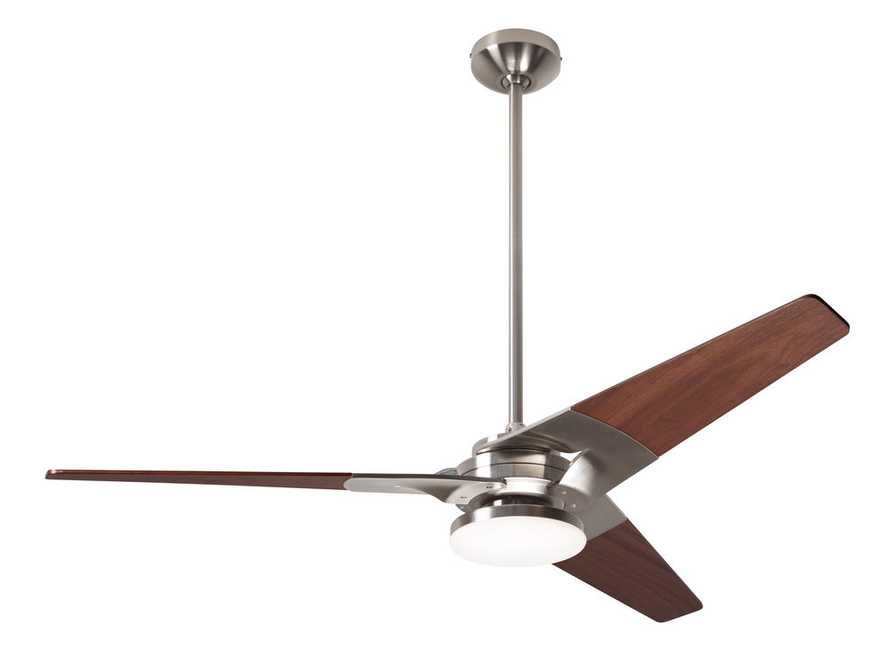 Torsion Fan; Bright Nickel Finish; 52&#34; Mahogany Blades; 20W LED; Wall Control with Remote Handse