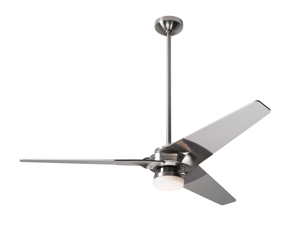 Torsion Fan; Bright Nickel Finish; 52&#34; Black Blades; 17W LED; Wall Control with Remote Handset (