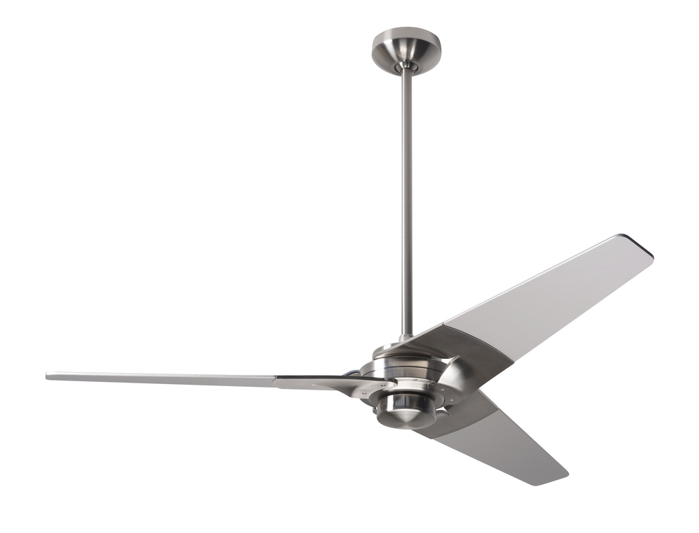 Torsion Fan; Bright Nickel Finish; 52&#34; Black Blades; No Light; Handheld Remote Control (2-wire)