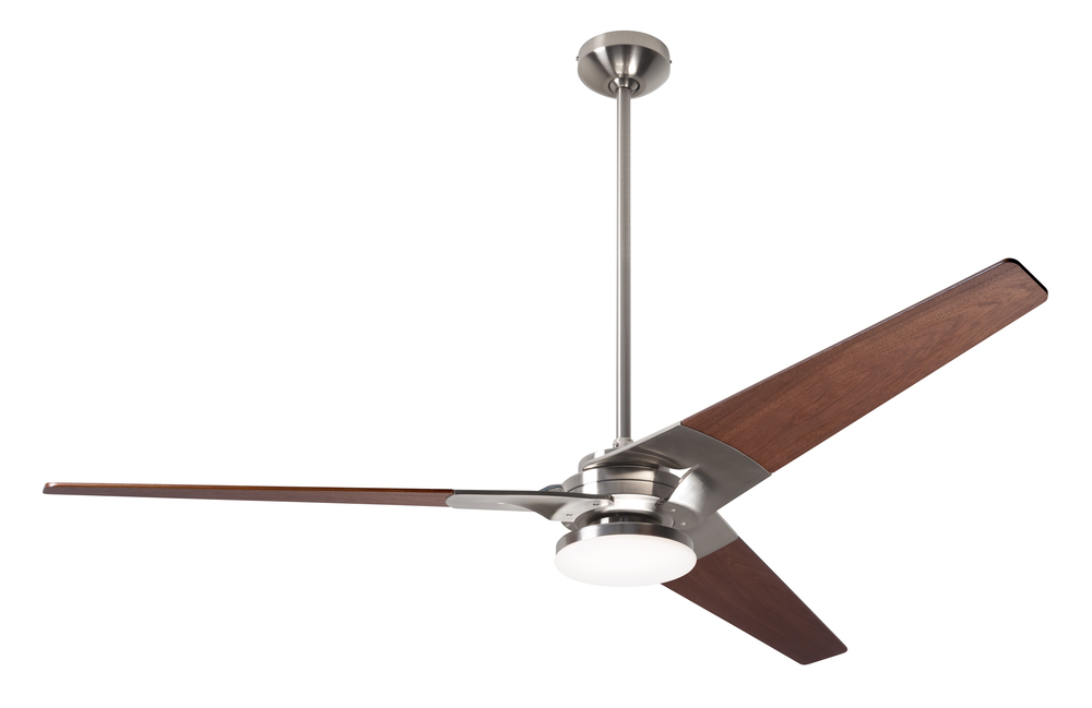 Torsion Fan; Bright Nickel Finish; 62&#34; Mahogany Blades; 20W LED; Wall Control with Remote Handse