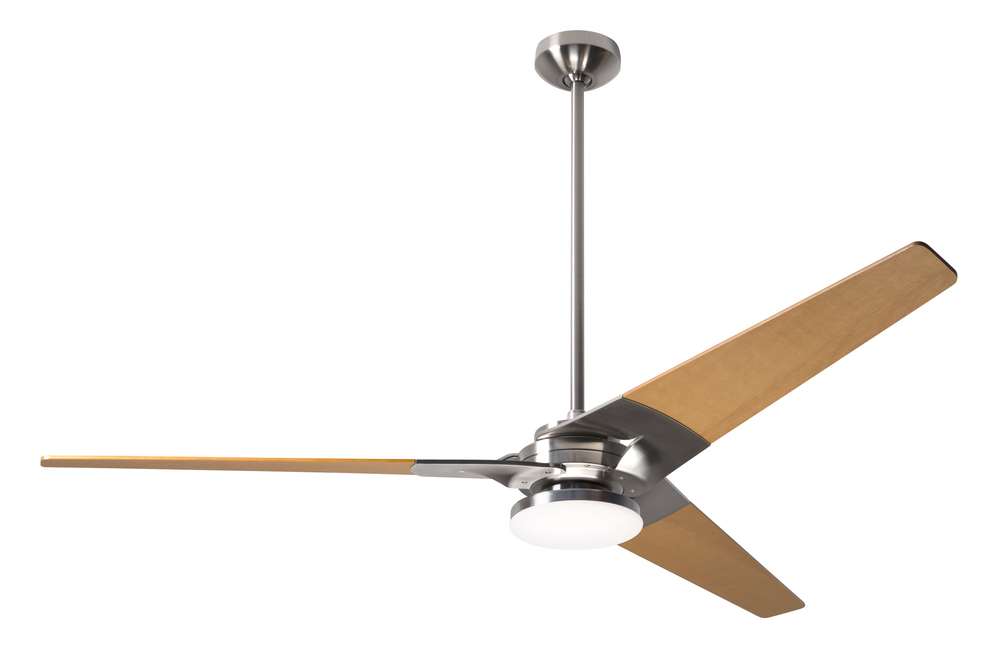 Torsion Fan; Bright Nickel Finish; 62&#34; Maple Blades; 20W LED; Wall Control with Remote Handset (