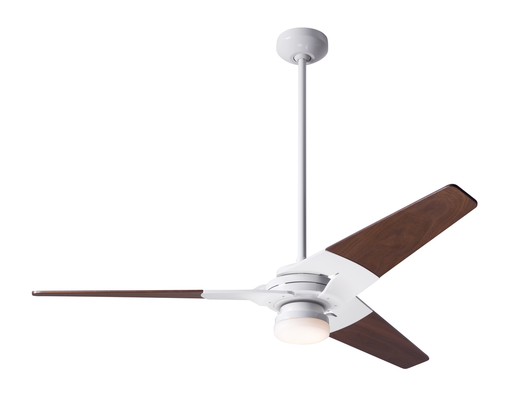 Torsion Fan; Gloss White Finish; 52&#34; Mahogany Blades; 17W LED; Handheld Remote Control (2-wire)