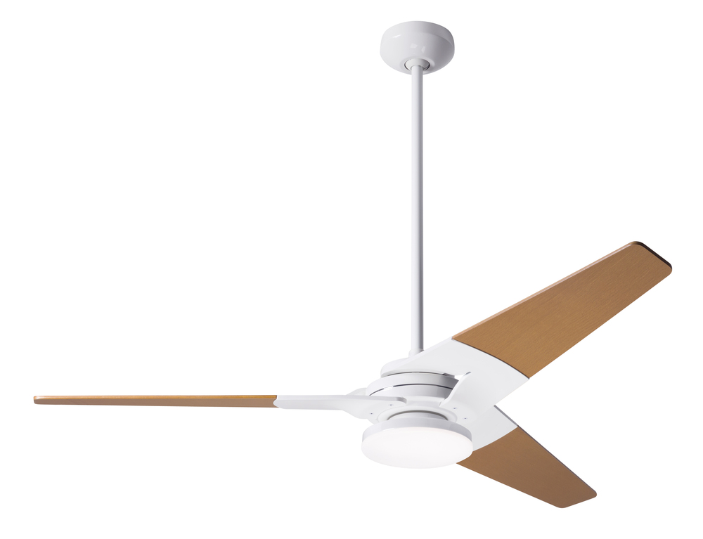 Torsion Fan; Gloss White Finish; 52&#34; Maple Blades; 20W LED; Fan Speed and Light Control (2-wire)