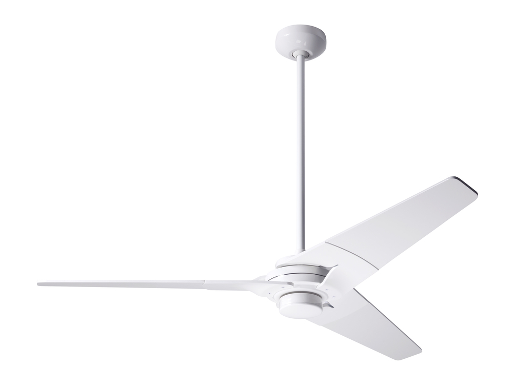 Torsion Fan; Gloss White Finish; 52&#34; Nickel Blades; No Light; Wall Control with Remote Handset (