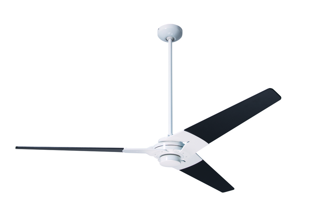 Torsion Fan; Gloss White Finish; 62&#34; Black Blades; No Light; Fan Speed and Light Control (3-wire