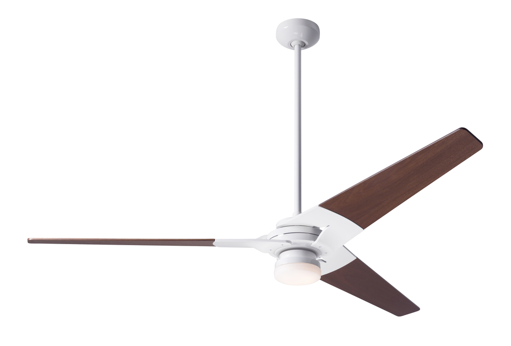 Torsion Fan; Gloss White Finish; 62&#34; Mahogany Blades; 17W LED; Handheld Remote Control (2-wire)