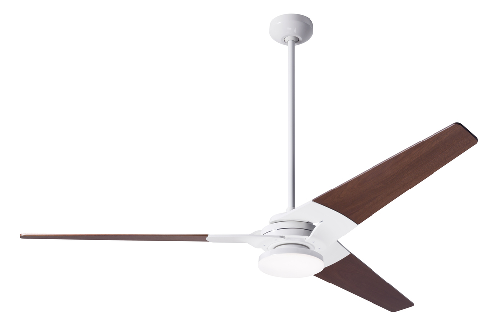 Torsion Fan; Gloss White Finish; 62&#34; Mahogany Blades; 20W LED; Handheld Remote Control (2-wire)