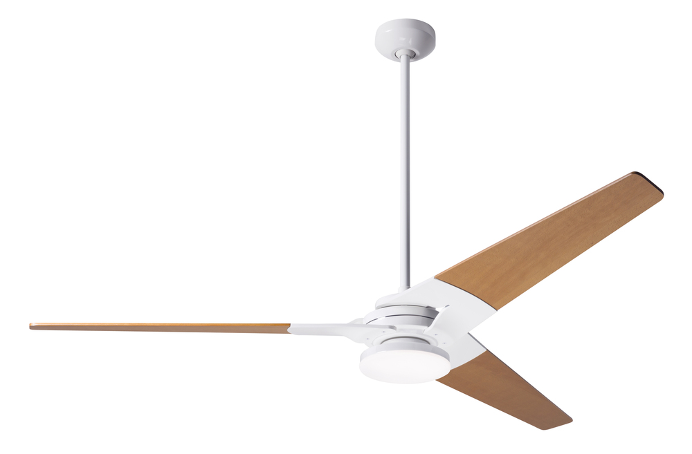 Torsion Fan; Gloss White Finish; 62&#34; Maple Blades; 20W LED; Handheld Remote Control (2-wire)