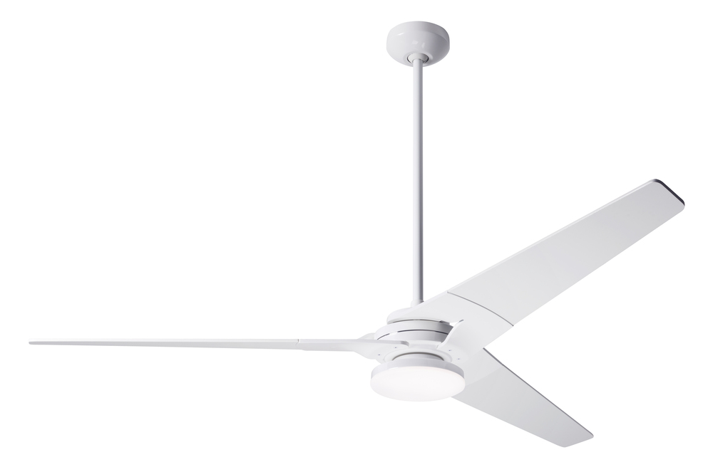 Torsion Fan; Gloss White Finish; 62&#34; Nickel Blades; 20W LED; Fan Speed and Light Control (2-wire