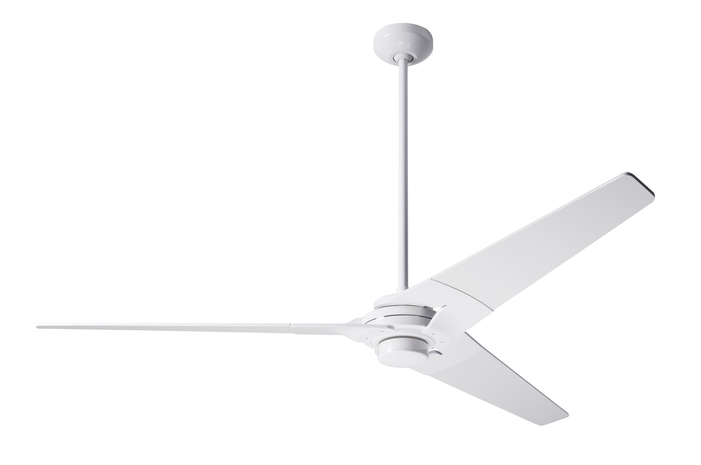 Torsion Fan; Gloss White Finish; 62&#34; Nickel Blades; No Light; Fan Speed Control