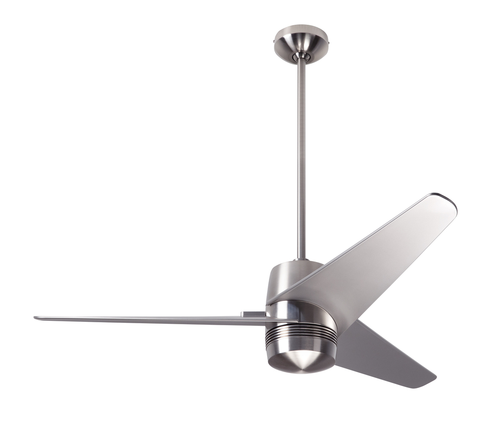 Velo DC Fan; Bright Nickel Finish; 48&#34; White Blades; No Light; Wall Control