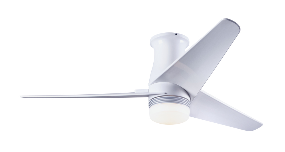 Velo Flush DC Fan; Gloss White Finish; 48&#34; Dark Blades; 17W LED; Handheld Remote Control