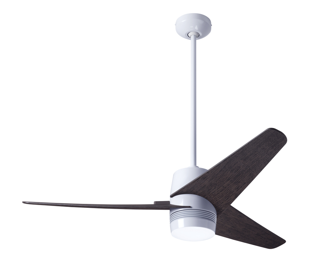 Velo DC Fan; Gloss White Finish; 48&#34; Ebony Blades; No Light; Wall/Remote Combo Control