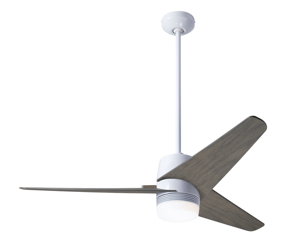 Velo DC Fan; Gloss White Finish; 48&#34; Graywash Blades; 17W LED; Handheld Remote Control