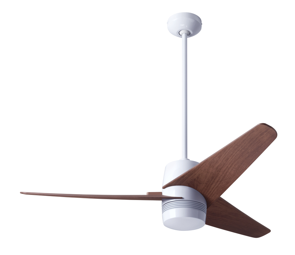 Velo DC Fan; Gloss White Finish; 48&#34; Mahogany Blades; No Light; Handheld Remote Control