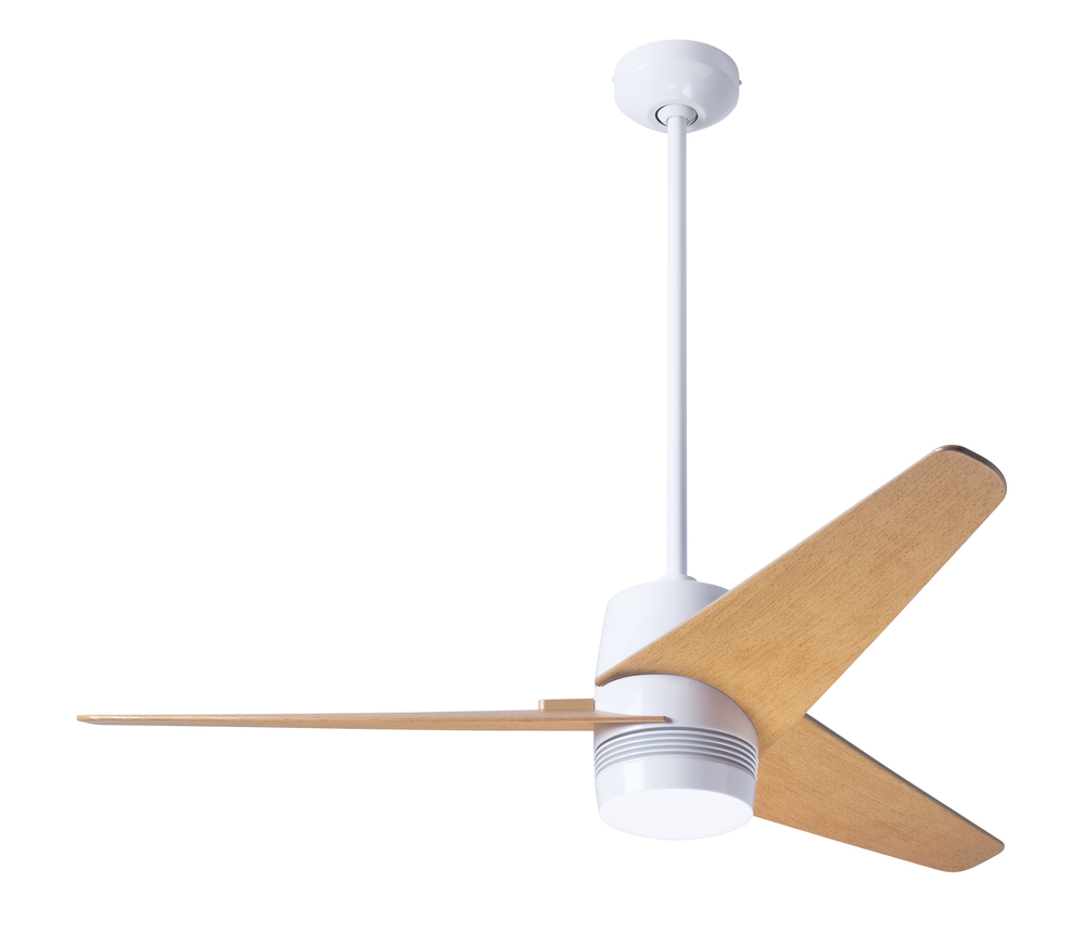 Velo DC Fan; Gloss White Finish; 48&#34; Maple Blades; No Light; Wall/Remote Combo Control