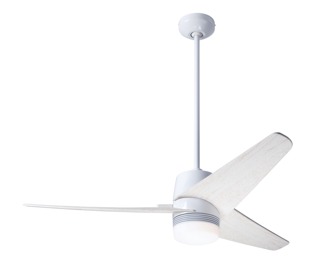 Velo DC Fan; Gloss White Finish; 48&#34; Whitewash Blades; 17W LED; Wall/Remote Combo Control