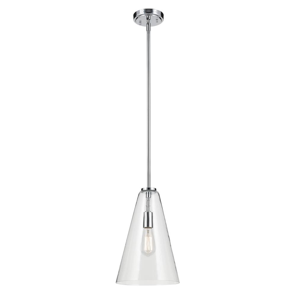 Everly 15.25&#34; 1-Light Cone Pendant with Clear Glass in Chrome