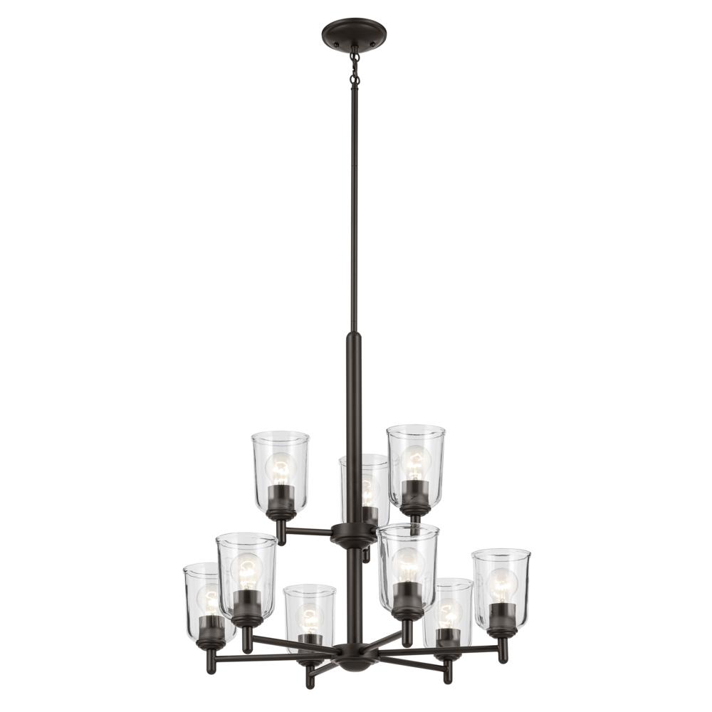 Shailene 26.5&#34; 9-Light 2-Tier Chandelier with Clear Glass in Olde Bronze