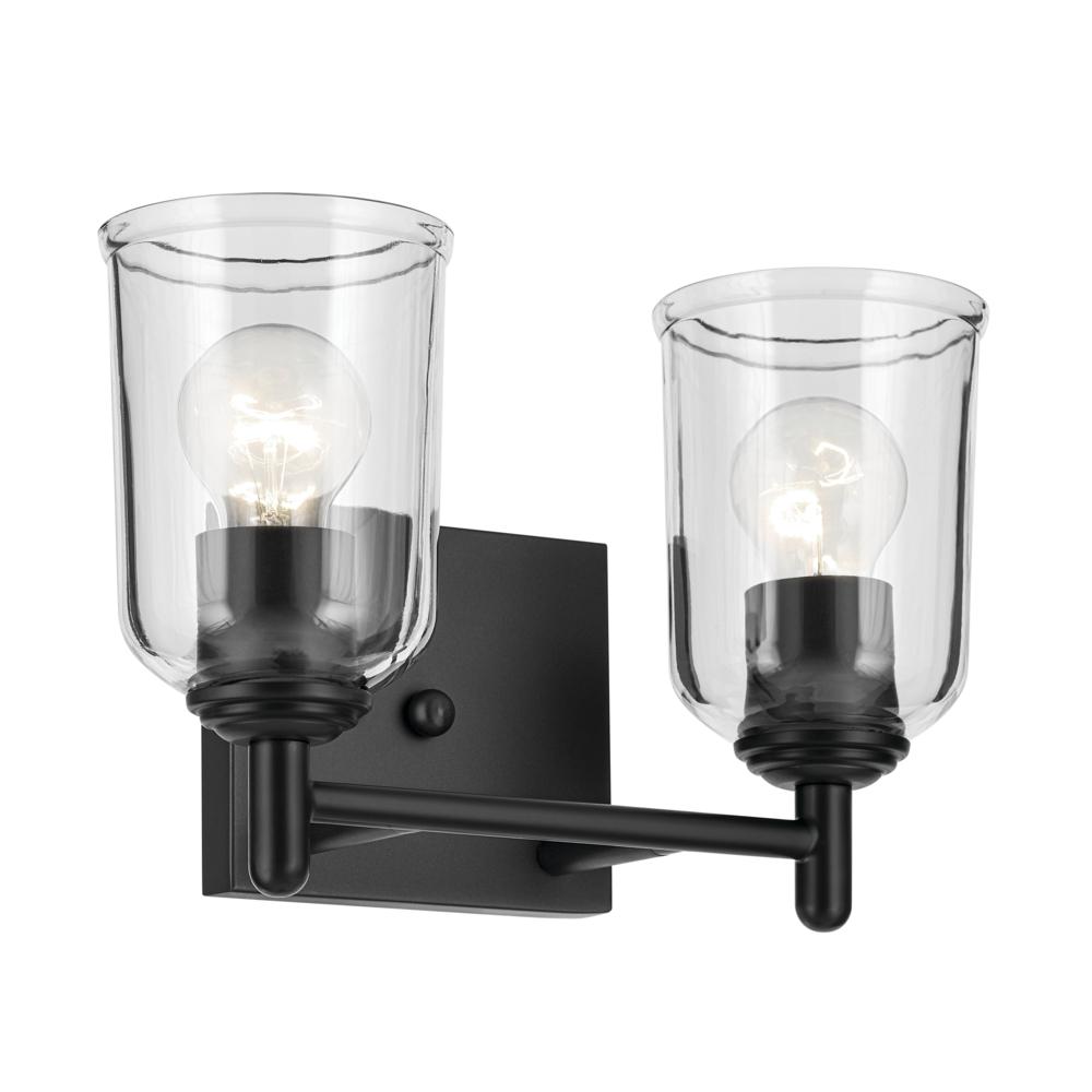 Shailene 12.5&#34; 2-Light Vanity Light with Clear Glass in Black