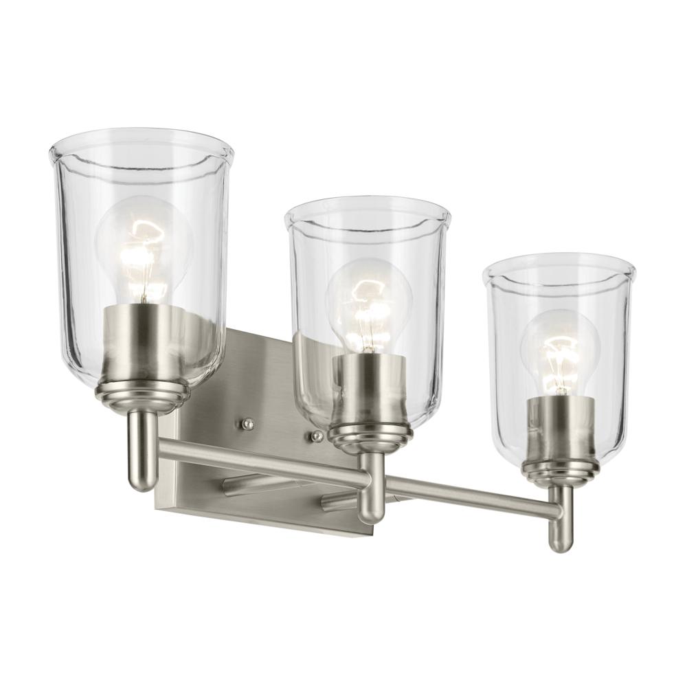 Shailene 21&#34; 3-Light Vanity Light with Clear Glass in Brushed Nickel