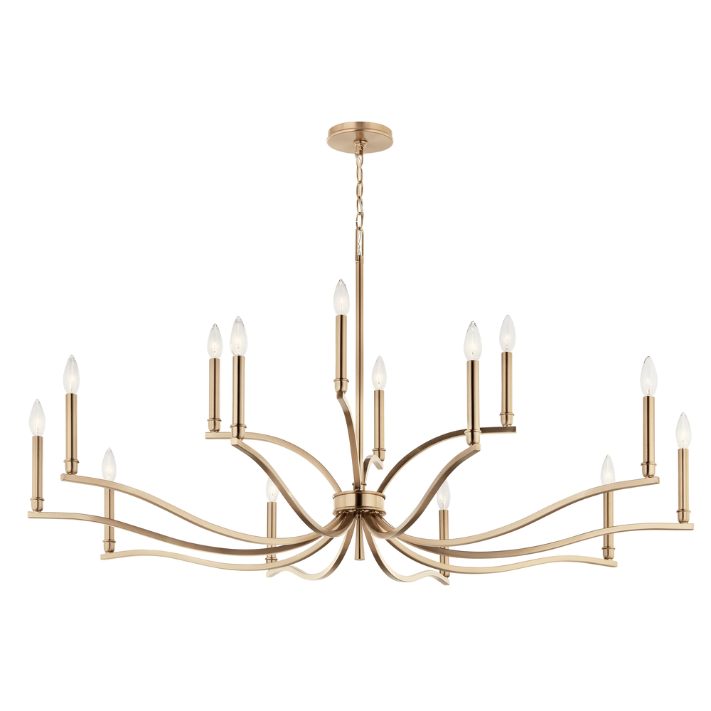 Malene 52.75 Inch 14 Light 2-Tier Chandelier in Champagne Bronze