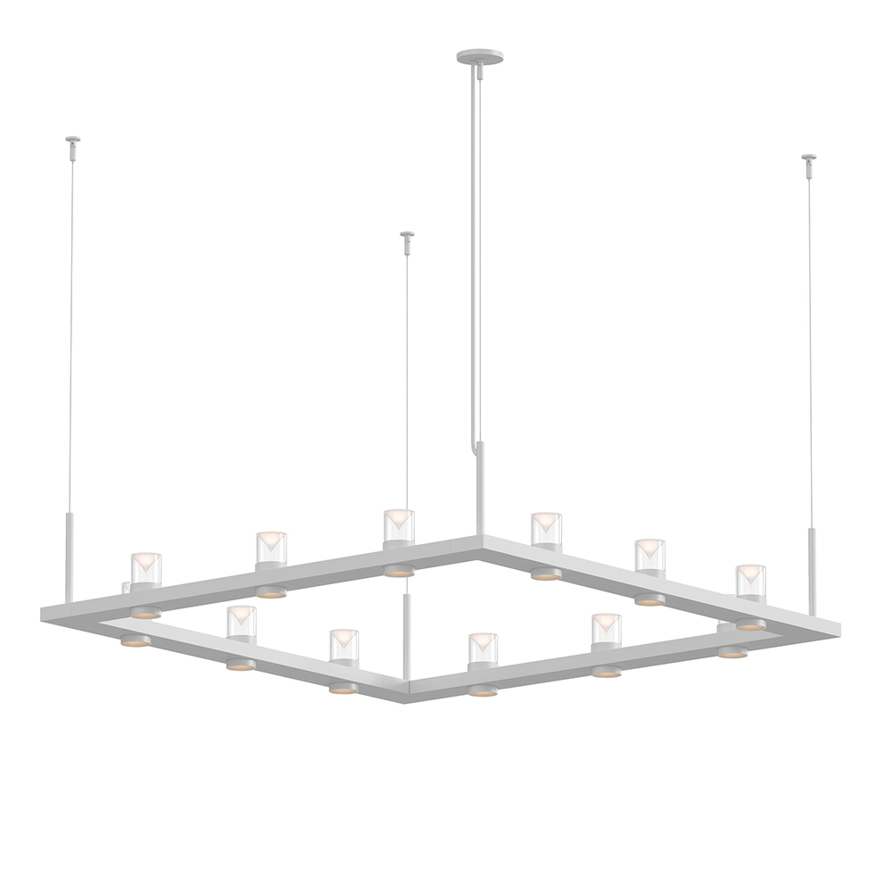 4&#39; Square LED Pendant with Clear w/Cone Uplight Trim