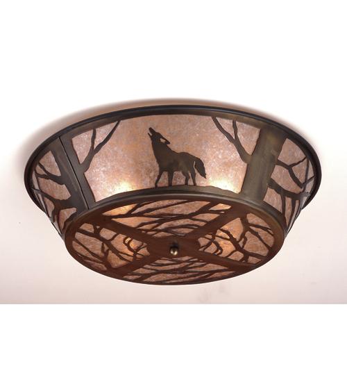 22&#34; Wide Wolf on the Loose Flush Mount