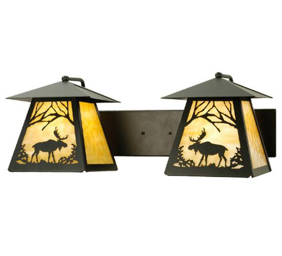 24&#34; Wide Moose at Dawn 2 Light Wall Sconce