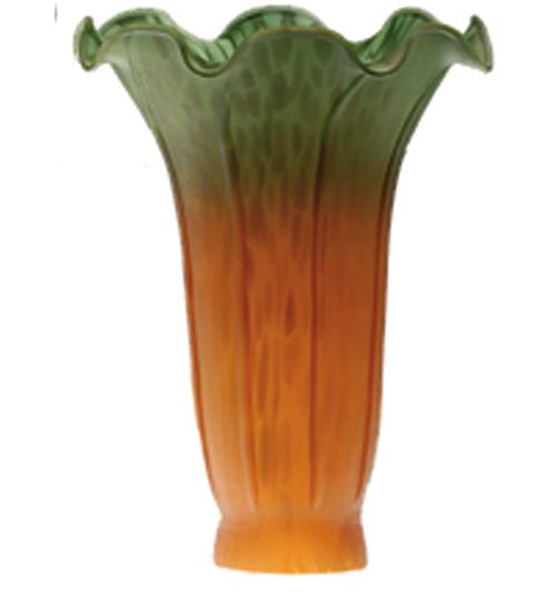 4&#34; Wide X 6&#34; High Amber/Green Pond Lily Shade