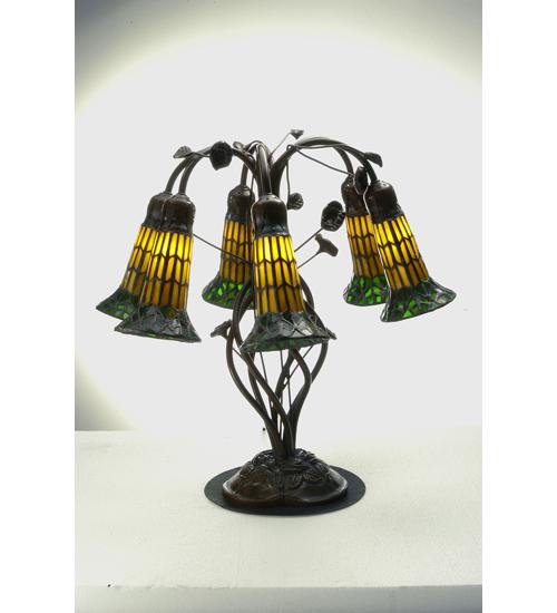 19&#34; High Stained Glass Pond Lily 6 Light Table Lamp