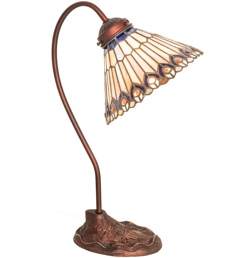 18&#34; High Tiffany Jeweled Peacock Desk Lamp