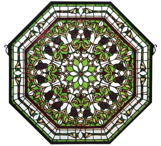 25&#34;W X 25&#34;H Floral Stained Glass Window