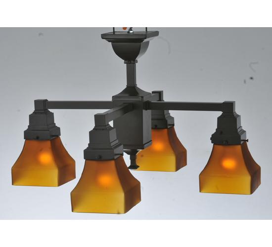 22&#34;W Bungalow Frosted Amber 4 LT Chandelier